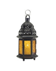 LARGE YELLOW GLASS MOROCCAN LANTERN